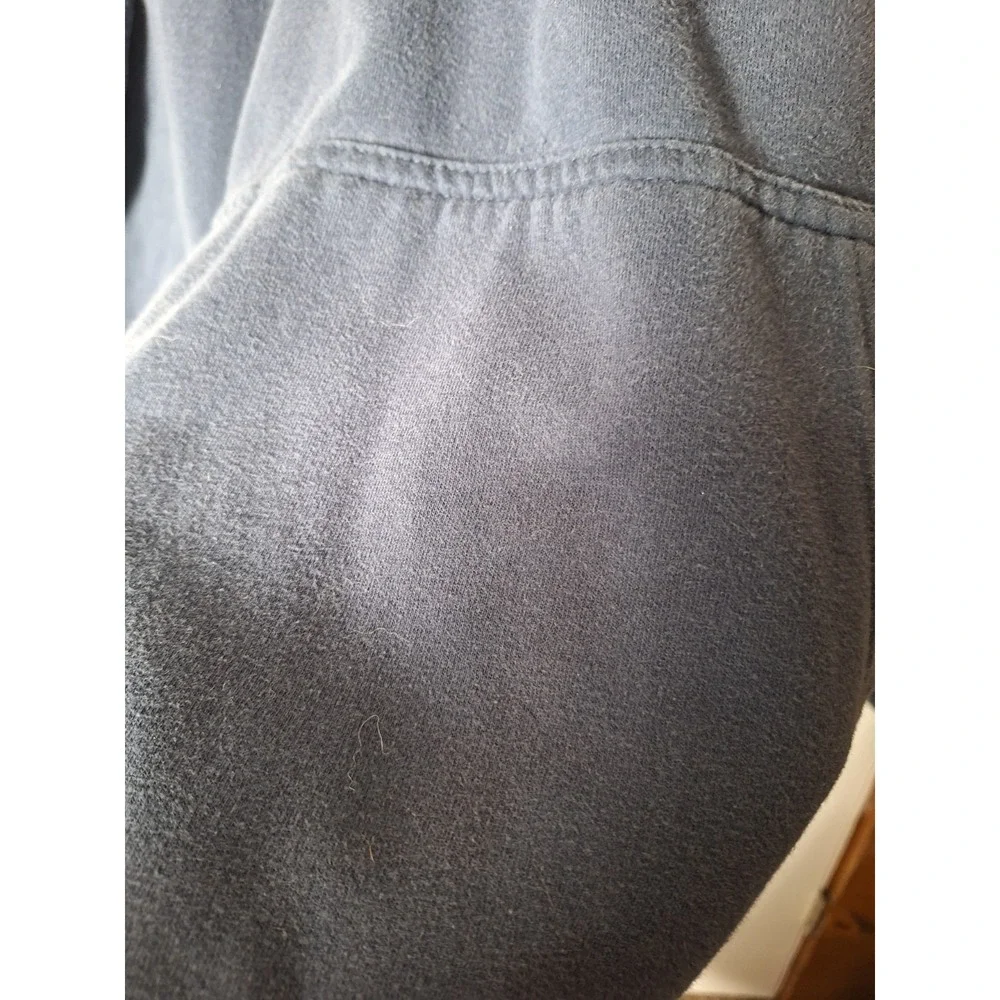 The North Face Mens Hoodie Gray Blue Logo Pullover Hooded Sweatshirt Size Medium